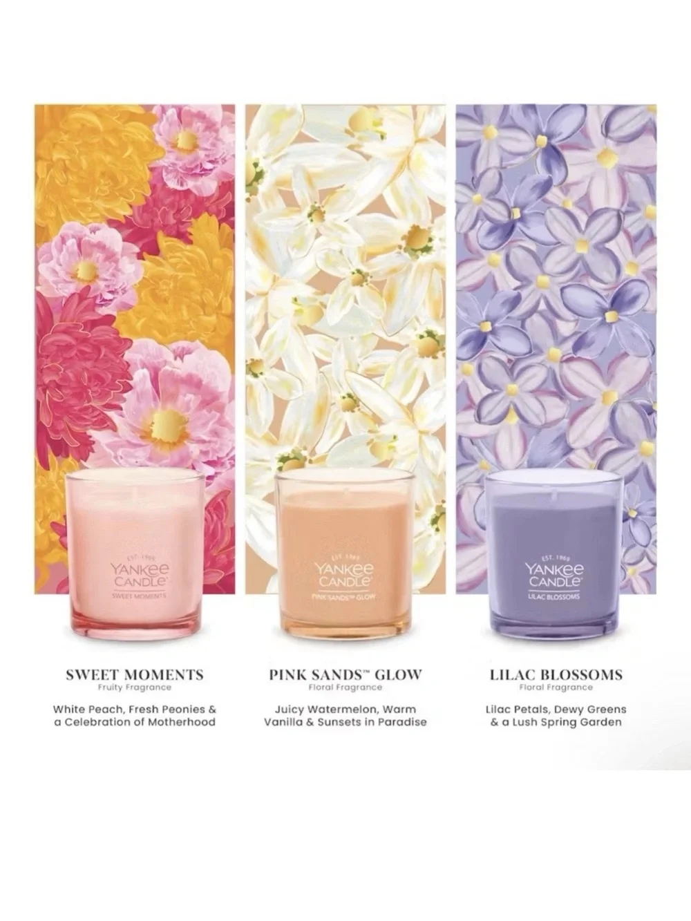Yankee Candle Floral Pack Of 3 Candles (7.5oz Each)